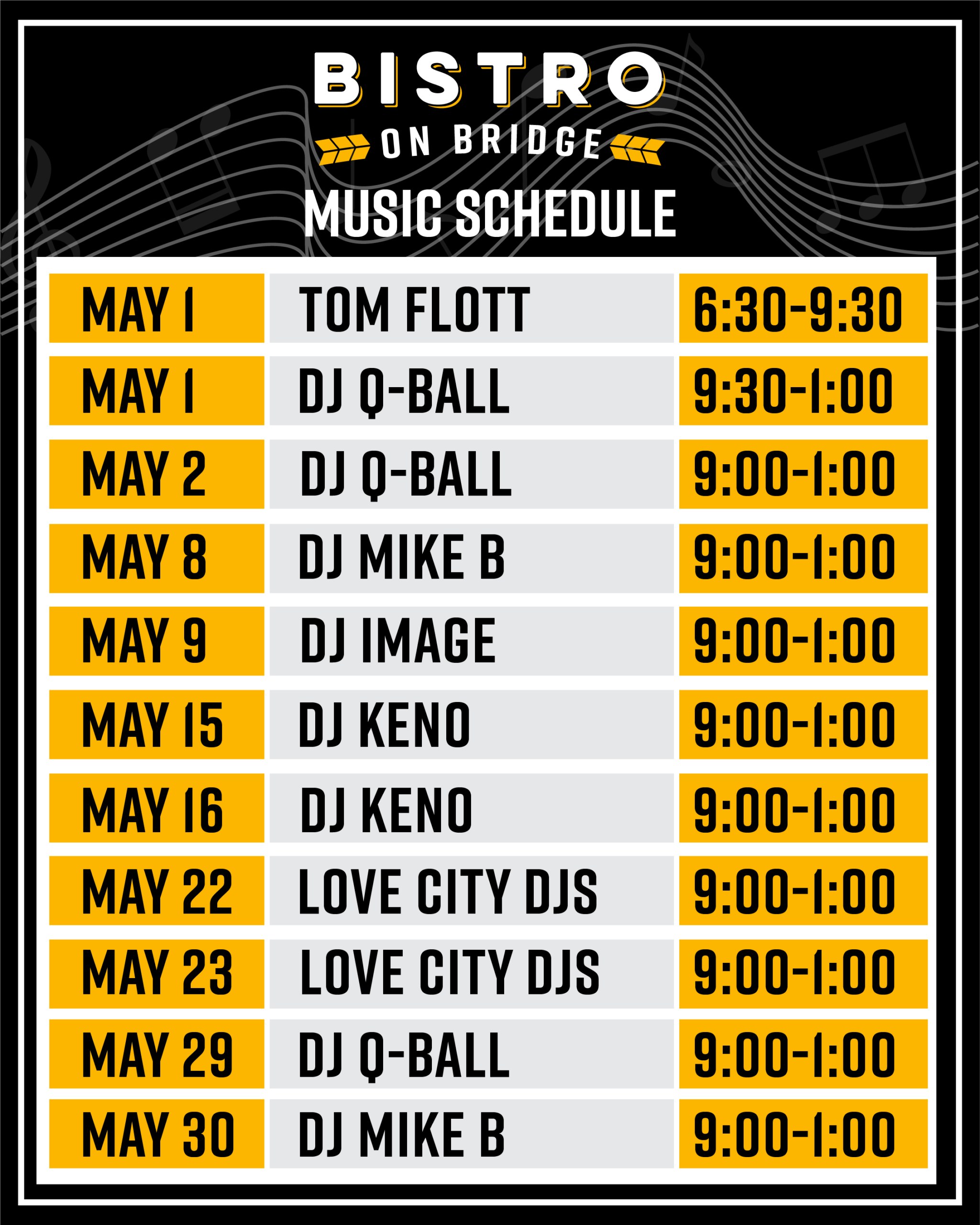 DJ Schedule 1 