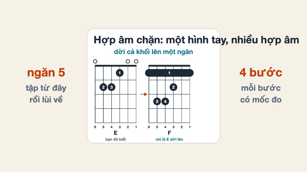 Hợp âm chặn Guitar: luyện từng bước