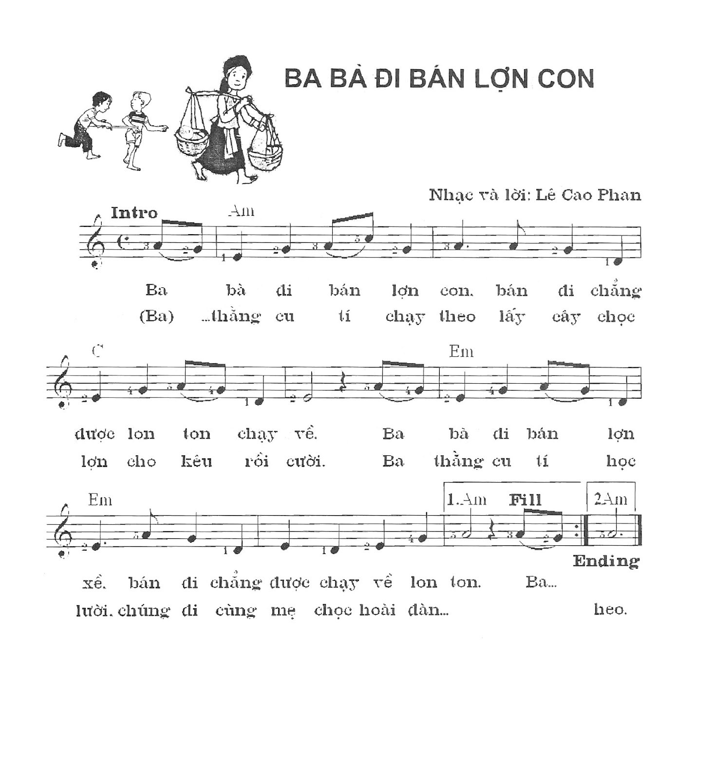 Ba bà đi bán lợn con