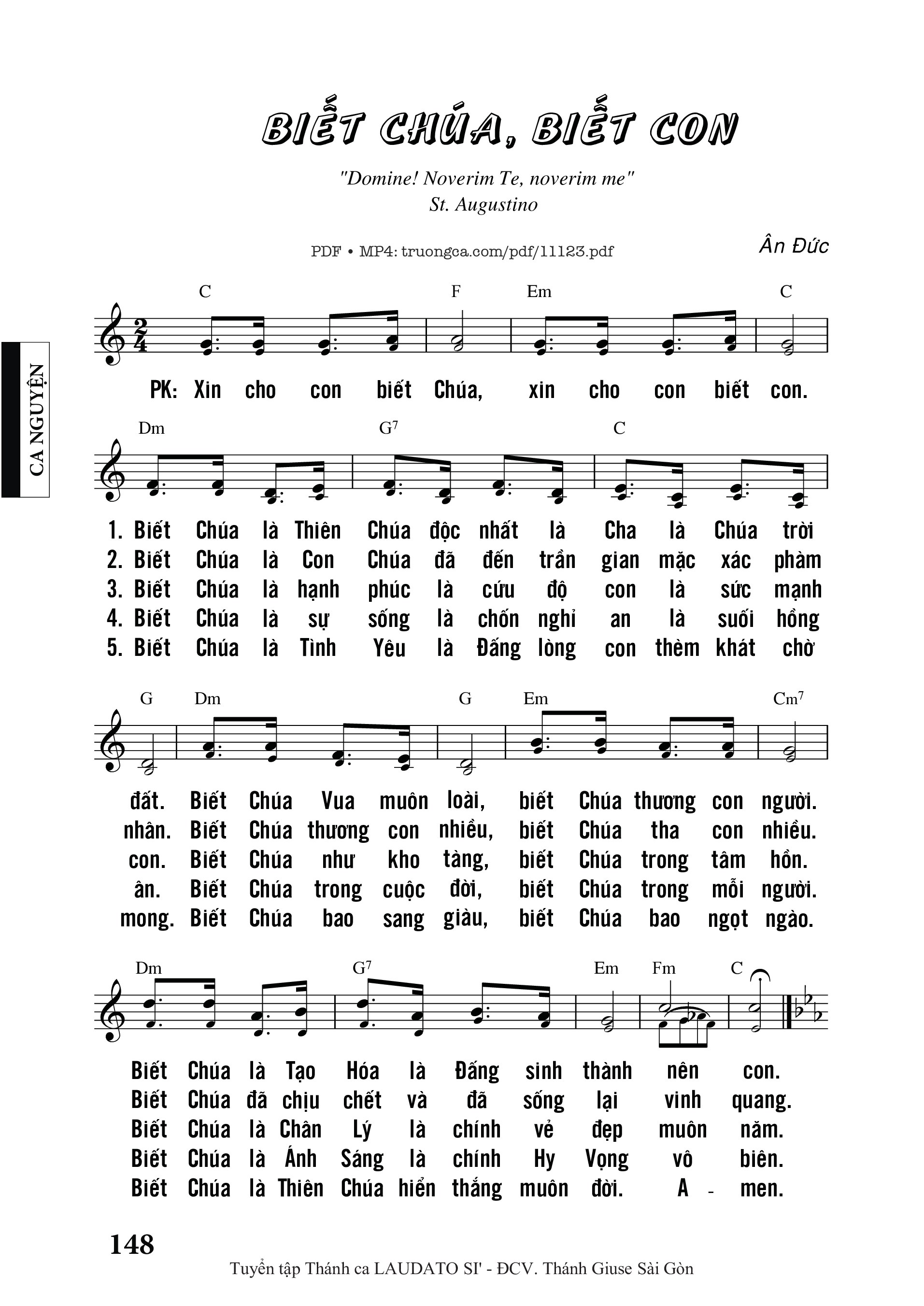 Biết Chúa - Biết Con (Domine! noverim Te, noverim me)-(New Chords)