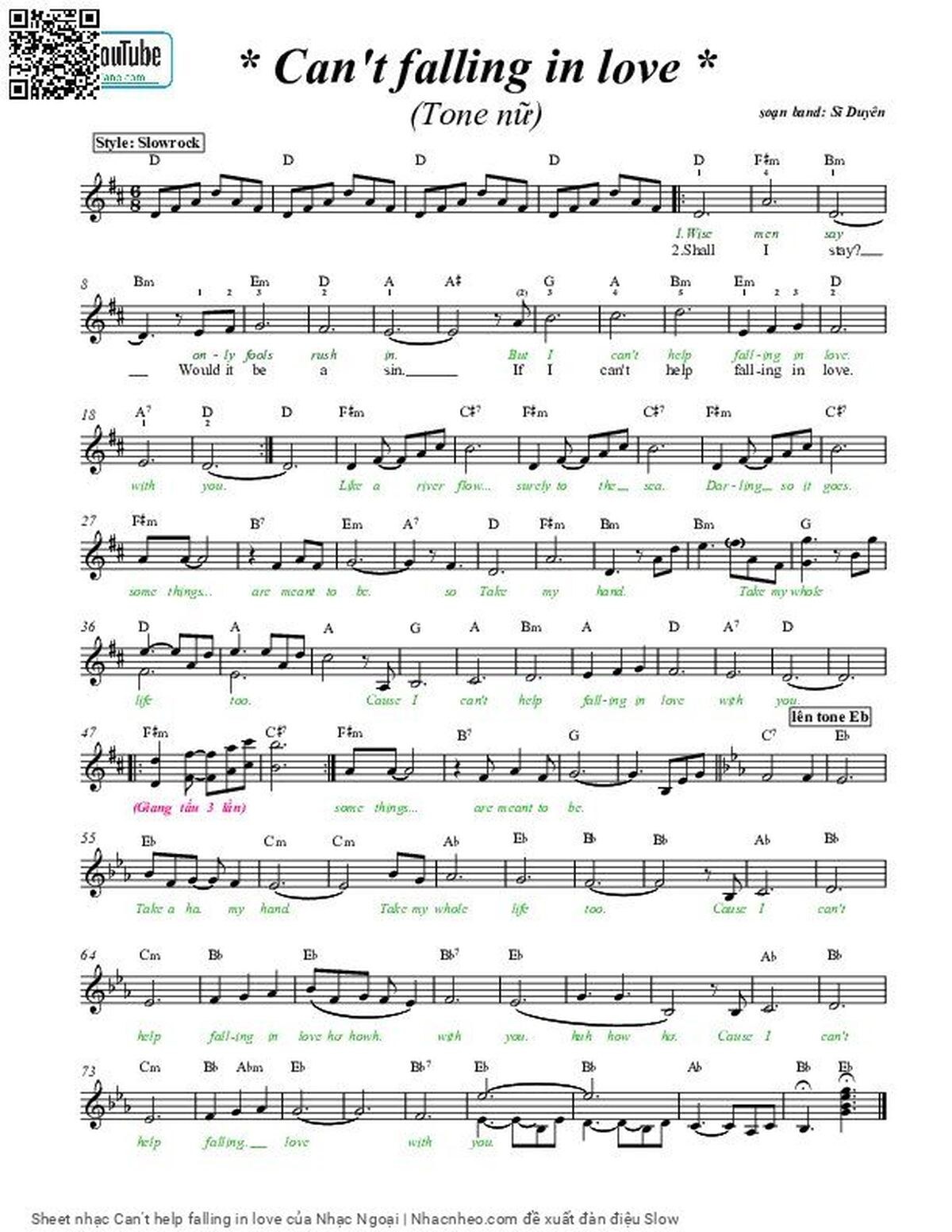 Can't Help Falling In Love With You (Lời Việt)