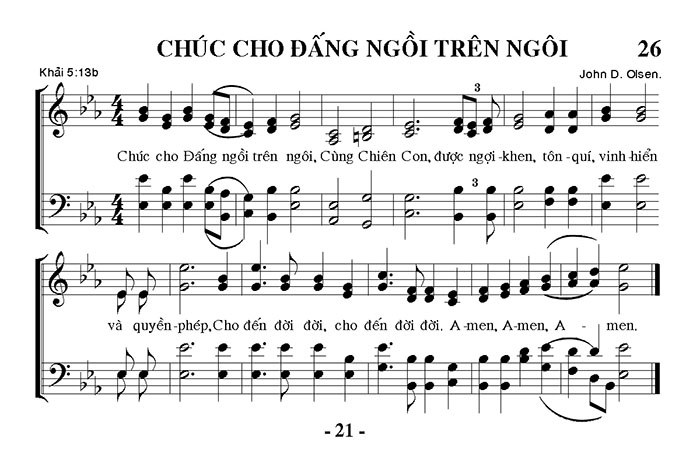 Chúc cho Đấng ngồi trên ngôi (Thánh ca 026)