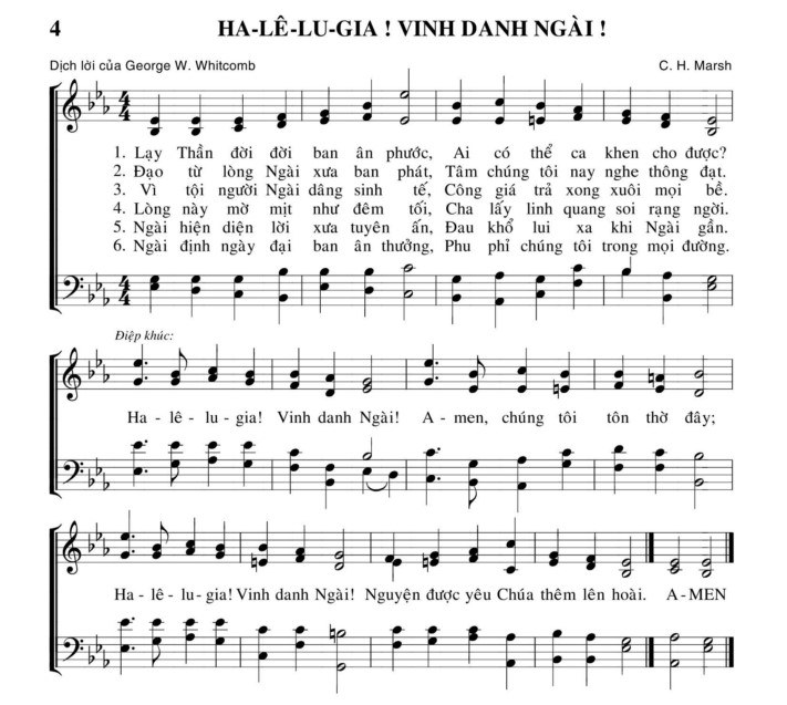 Ha-lê-lu-gia, vinh danh Ngài