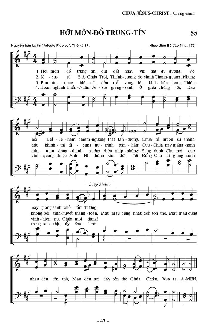 Hỡi môn đồ trung tín (O ye all come faithful)