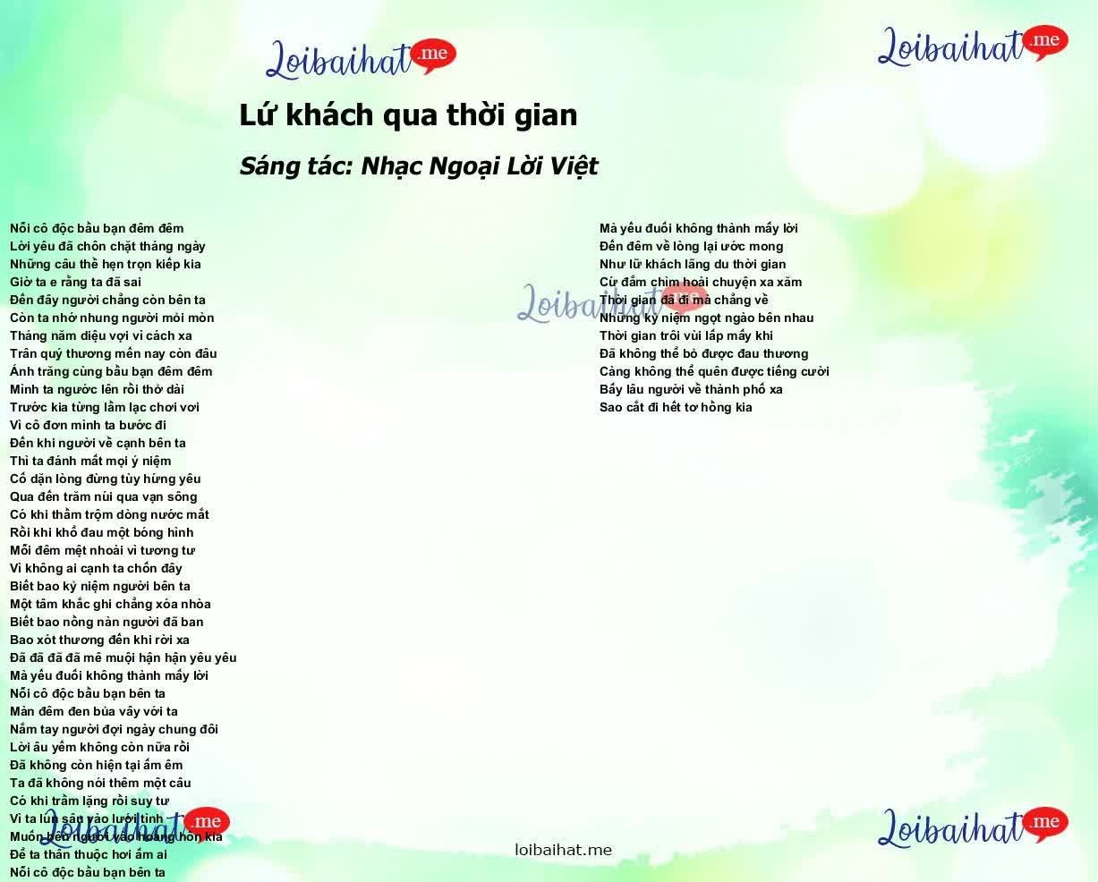 Lữ Khách Qua Thời Gian (Lời Việt)