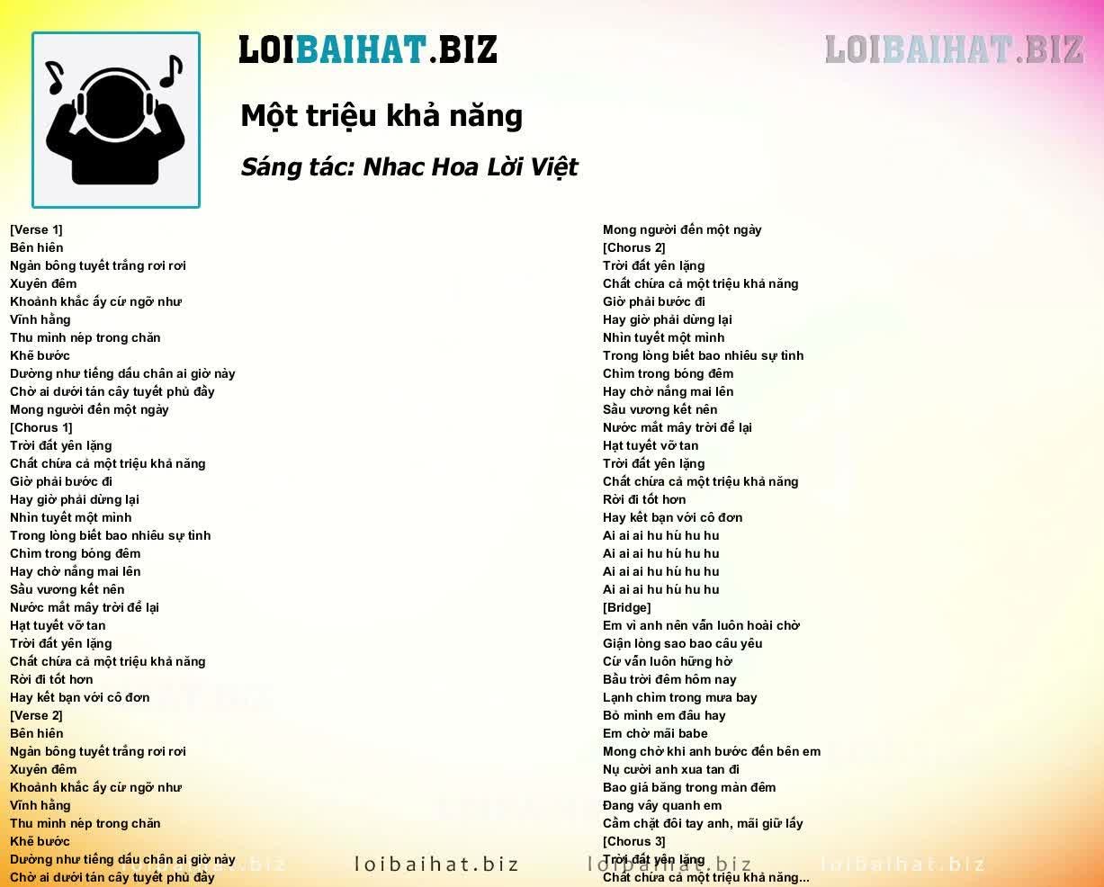 Một Triệu Khả Năng (lời việt)