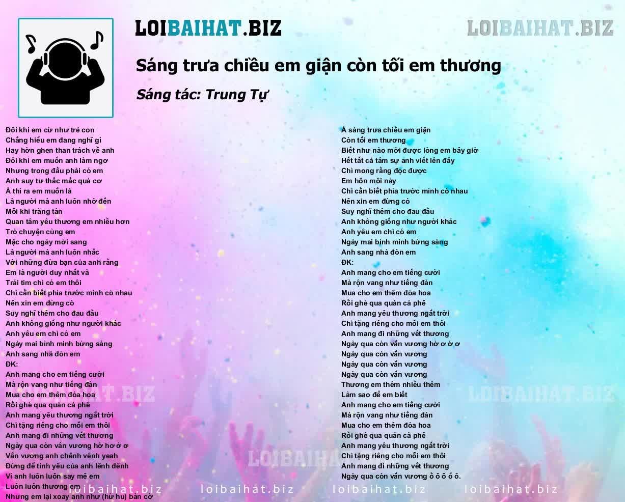 Sáng Trưa Chiều Em Giận Còn Tối Em Thương