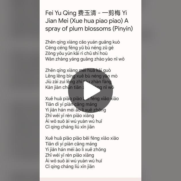 Xue hua piao piao (Chinese lyrics)